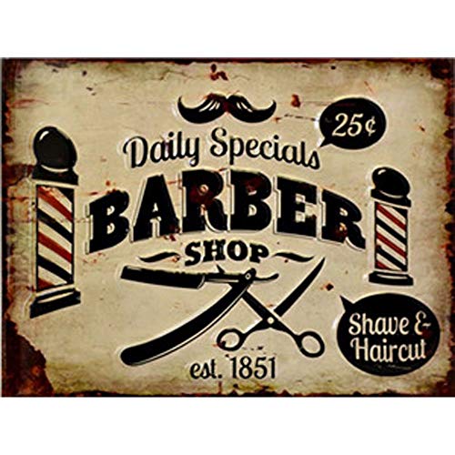 YOMIA Cartel de Metal para Pared de Yoya con diseño Vintage de barber