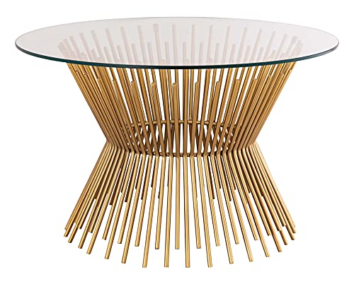 Tov Furniture Grace Glass Table Top with Satin Gold Finish Occasional Table (Coffee Table)