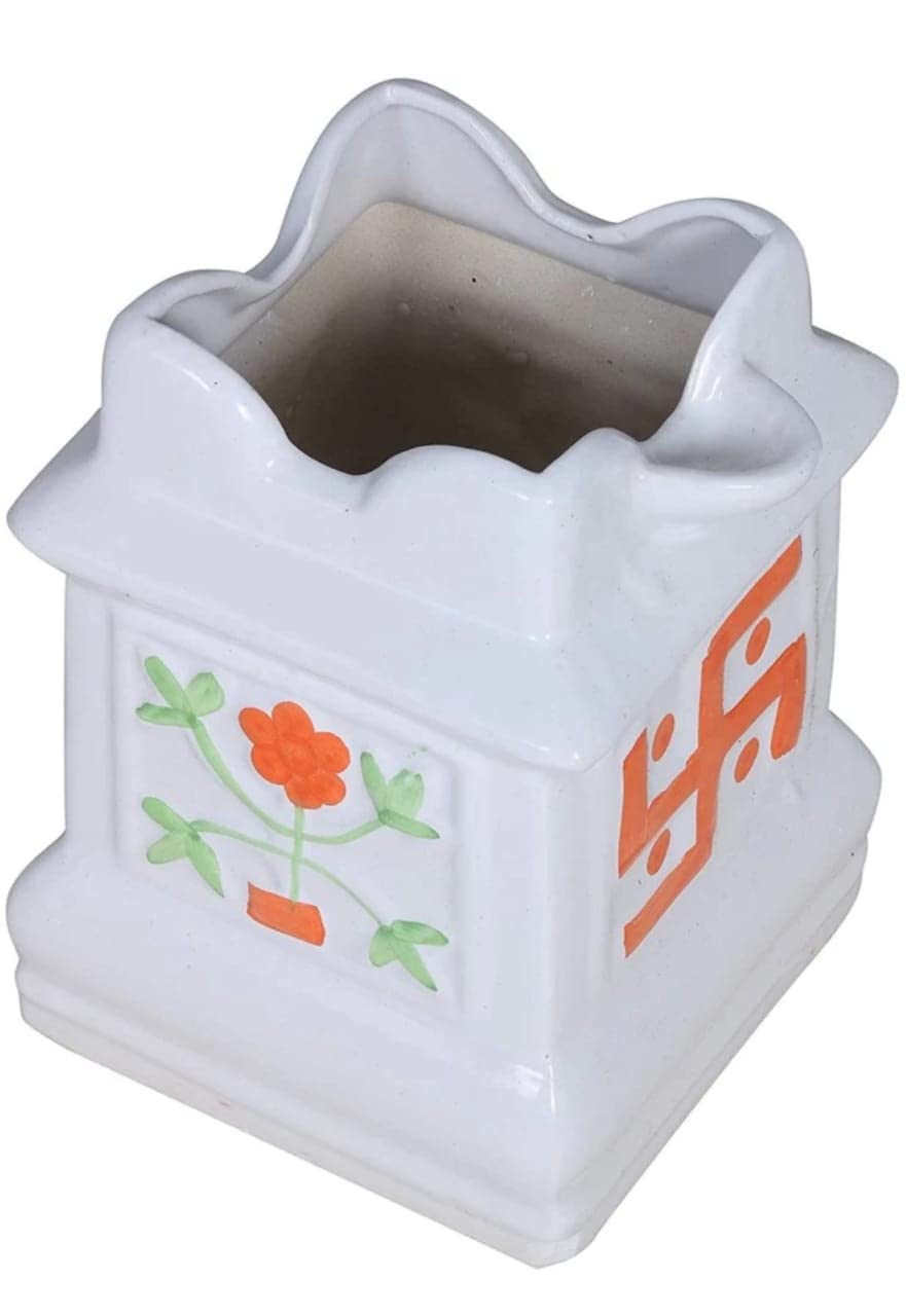 Nayi Umang Shree TULSI JI Ceramic Planter Plant Container Set of 1 (Ceramic)