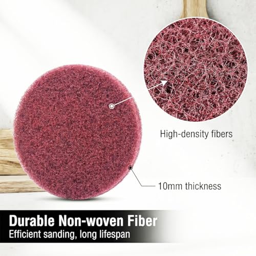 Image of 20 Pcs 4 inch Drill Brush Scrubber Scouring Pads | 400 Grit, Hook & Loop Power Scrubber Scour for Rotary Tools, Random Orbital Sander (Red)