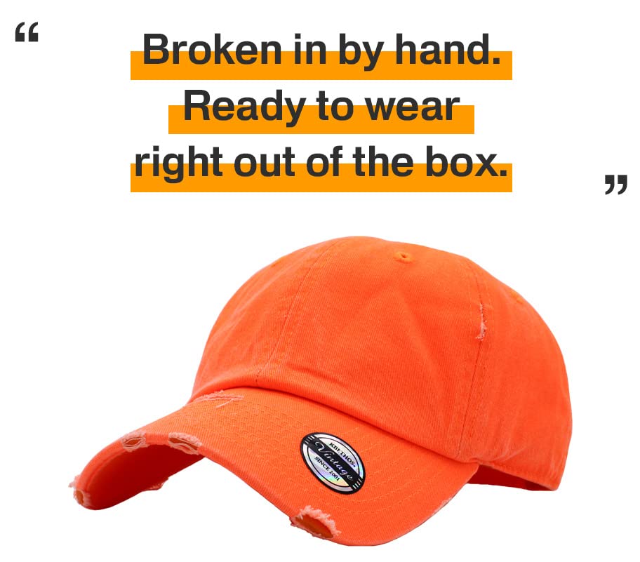 Image of KBETHOS Vintage Washed Distressed Cotton Dad Hat Baseball Cap Adjustable Polo Trucker Unisex Style Headwear