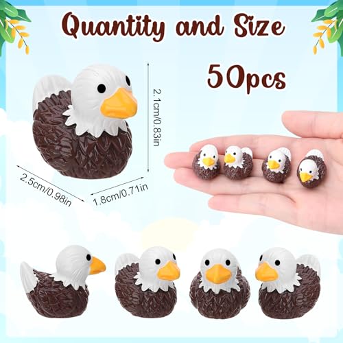 Image of 50 Pcs Bald Eagle Ducks Toy Figures, Mini Bald Eagle Resin Ducks Bulk, Tiny Bald Eagle Figurine Dress up Duck Toy for Party Favors (Bald Eagle)