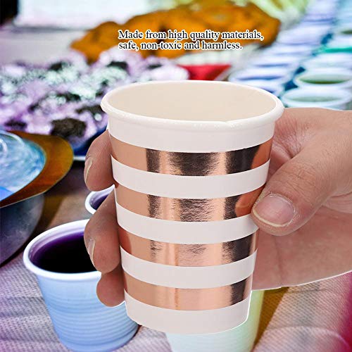 FTVOGUE Rose/Goud/Gestreept Papier Bekers/Rietjes Wegwerpservies Feestbenodigdheden voor Verjaardagsfeest Bruiloft - Afbeelding 7