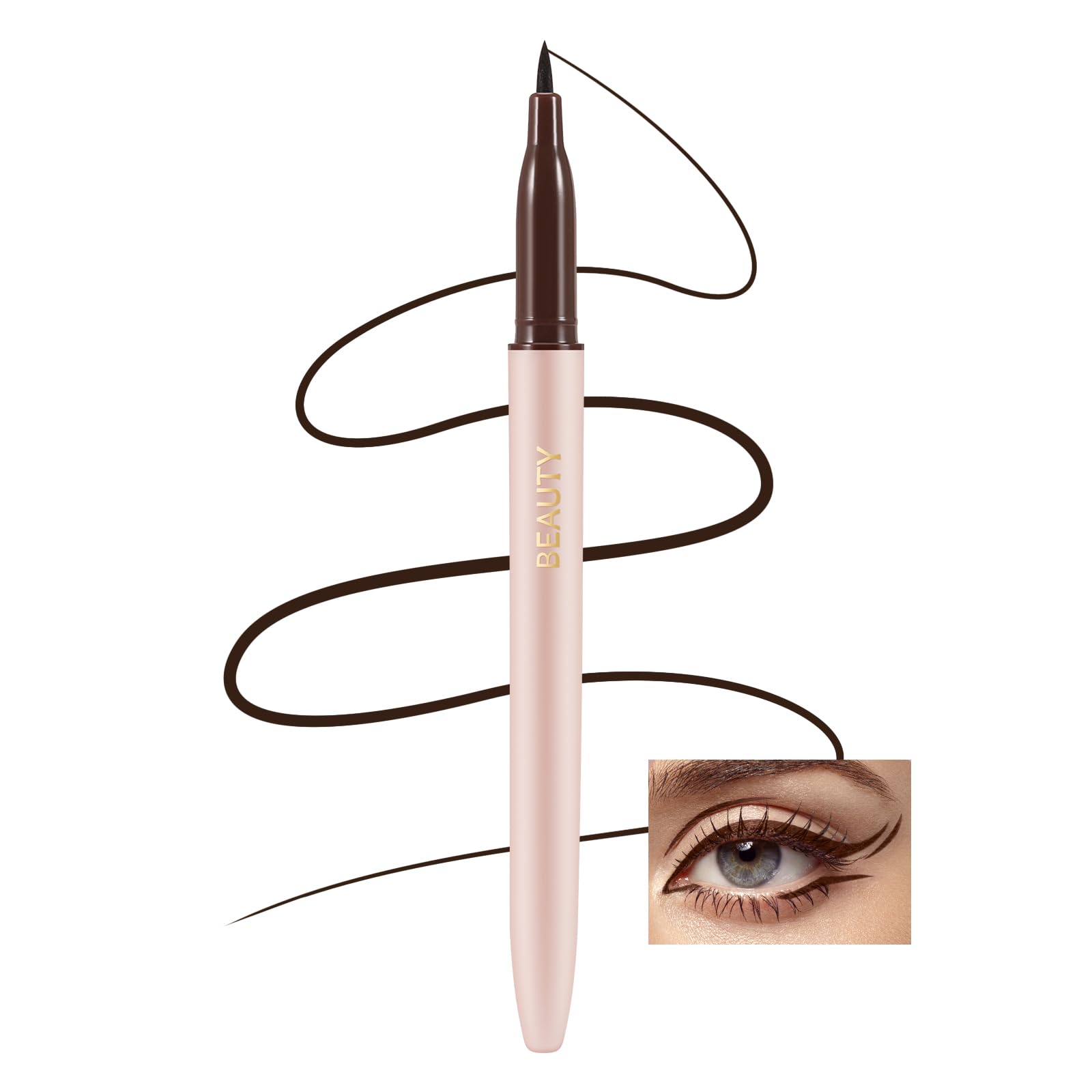 Boobeen Delineador Líquido de Ojos, Lápiz Delineador de Ojos de Secado Rápido de Larga Duración, Lápiz Delineador de Tinta Suave Maquillaje Mate Natural para Ojos, Resistente al Agua y a las Manchas
