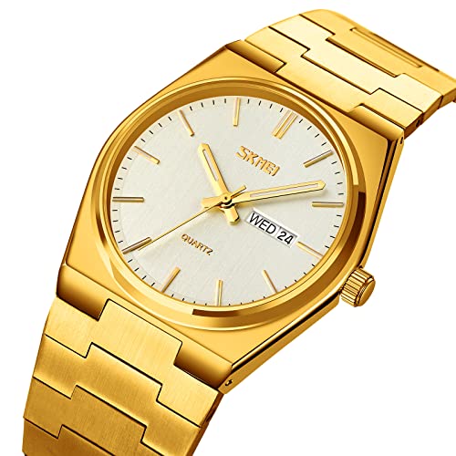 Image of Men Luxury Gold Chinese Dragon Carved Dial Diamond Quartz Watch Casual Waterproof Sport Stainless Steel Wristwatch