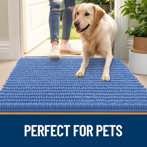 Image of OLANLY Dog Door Mat for Muddy Paws 30x20, Ultra-Absorbent Chenille Mud Mat