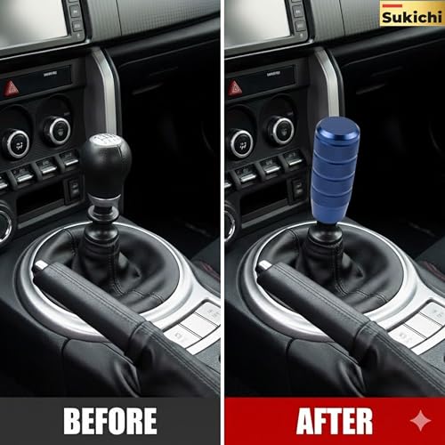 Image of Medirich Lifesciences Sukichi Car Gear Knob Stylish | Universal Car Gear Shift Knob | Manual Transmission Gear Shifter | Car Interior Accessories | Anti Slip Gear Lever Knob | (Slim Dotted, Blue)