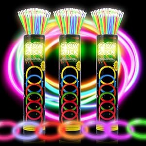 300 Ultra Glow sticks bulk party pack，8″ Neon Glowsticks Easter Party Favors，Glow sticks for kids，Halloween Glow in the Dark Party Supplies Pack、With Bracelets and Necklaces