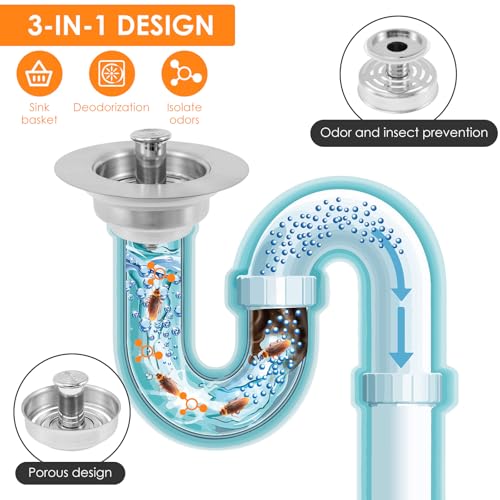 Colador para fregadero de cocina 3 en 1 de acero inoxidable 304 miniatura 6