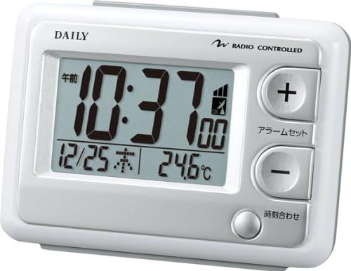 Amazon Co Jp Daily デイリー 目覚し時計 デジタル 温度表示 電波時計 ジャストウェーブr095 白 8rz095da03 ホーム キッチン