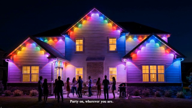 Image of Permanent Outdoor Lights 100ft - Smart Rgb Underglow Lights for House | Wifi Connection, 72 Scene Modes, Music Capture, Voice Control String Lights Under Eave for Party, Halloween, Christmas