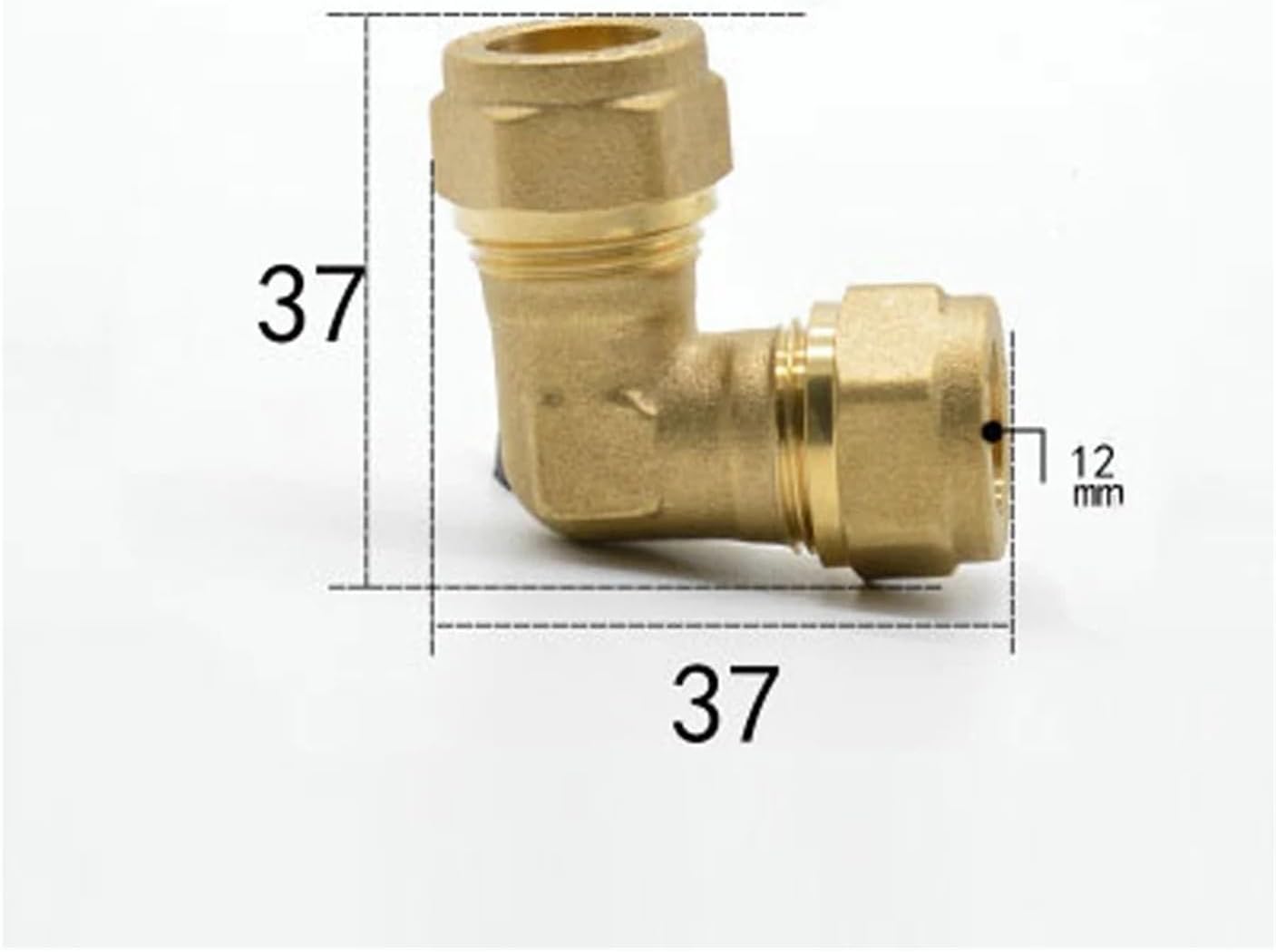 Fit Tube OD 8mm-54mm Brass Compression Fitting Union Elbow Connector(12mm)
