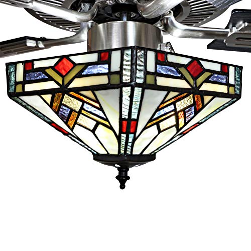 RIVER-OF-GOODS-52-Inch-Mission-Tiffany-Style-LED-Ceiling-Fan-with-Lights-Stained-Glass-Ceiling-Fan-Light-Fixture-with-Remote-Control RIVER OF GOODS 52 Inch Mission Tiffany Style LED Ceiling Fan with Lights Stained Glass Ceiling Fan Light Fixture with Remote Control