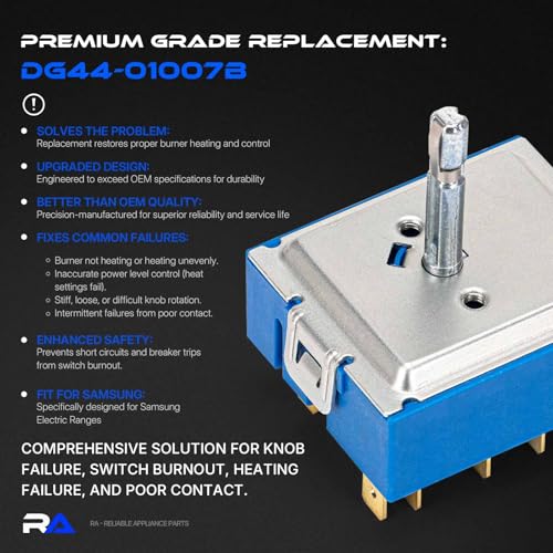 Image of New DG44-01007B Range Surface Element Control Switch Fit for Samsung Electric Range - Oven /Stove, Better Than OEM Quality, Replaces# DG44-01007A PER001-03 T PER001-13 T