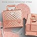 Joligrace Makeup Train Case Cosmetic Box 10 Inches Jewelry Organizer Professional 3 Tiers Trays with Mirror and Brush Holder Lockable Key Portable Travel - Rose Gold