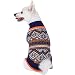 Blueberry Pet 2 Patterns Nordic Pattern Inspired Fair Isle Navy Blue Snowflakes Dog Sweater, Back Length 16", Pack of 1 Clothes for Dogs