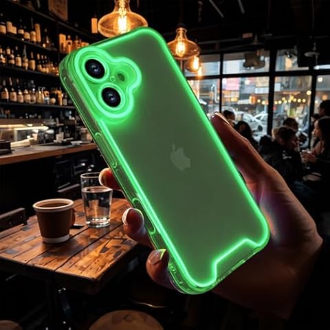 Omorro Compatible with iPhone 16 Plus Case Clear Luminous Case Glow in The Dark Noctilucent Luminous Space Nebula Slim Fit Cover Protective Anti Scratch Cases Thin Translucent Protective Case Yellow Cover
