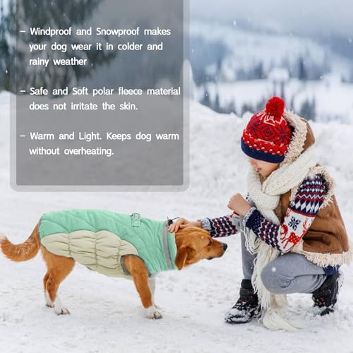 Kuoser Winter Hundejacke für mittelgroße Hunde – Wasserdichter & Winddichter Hundemantel mit Fleecefutter, Reißverschluss, D-Ring & Reflektoren – Warme Outdoor Hundebekleidung für Herbst & Winter, L