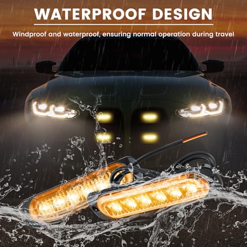 Pmqs 4 Stück 6 LED Frontblitzer, Frontblitzer Orange 12V/24V, Blinklicht Stroboskop Warnlicht, Led Warnleuchte für Truck Traktor LKW Auto Emergency Gabelstapler