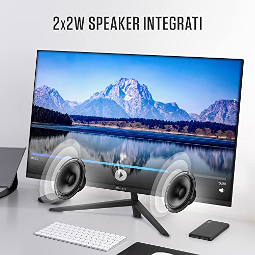 Monitor 24 pollici, schermo 24" IPS 75Hz, Full HD 1920x1080, VGA HDMI, MULTIMEDIALE, FreeSync, Uscita Audio/Cuffie, inclinabile, risposta 5ms, Contrasto 1000:1, Angolo 178/178, Cavo HDMI 1,5m - Monitor - Immagine 4