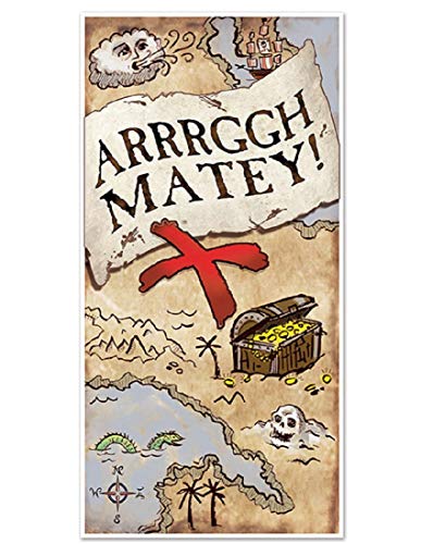Beistle Treasure Map Door Cover, Pirate Themed Birthday Party Decorations, Fantasy Adventure Party Supplies, Pirate Party Accessories, 30' x 5'