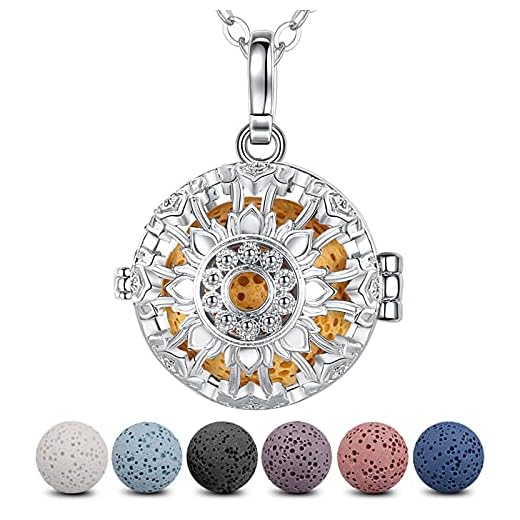 INFUSEU Sunflower Essential Oil Diffuser Necklace