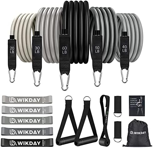 WIKDAY Resistance Bands for Working Out 200LBS Exercise Bands Workout Bands with 5pcs Resistance Loop Bands, Handles, Door Anchor, Ankle Straps for Men & Women Body Stretching, Crossfit Training