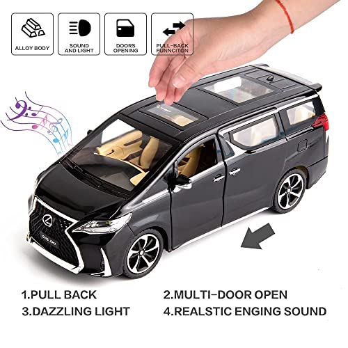 Image of Alloy Car Model Diecasts Metal Toy with Sound /Light /Pull-Back Off-Road Vehicles Car Model Collection Kids Toys Gift Multicolor Pack of 1 (1:24 Alphard Black)