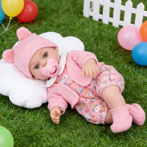 Pinky 30cm 12inch Mini Full Body Soft Vinyl Reborn Baby Girl Doll Newborn Dolls for Toddler Ages3+