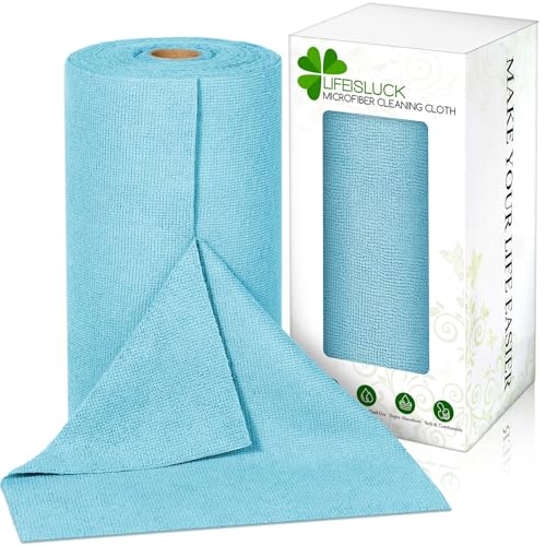 Image of 65 Pack Microfiber on a Roll Tear Away Towel, 10 inch x 10 inch Reusable Washable Microfiber Cloths Paper Towels Roll Absorbent Rag for Car Kitchen Cleaning