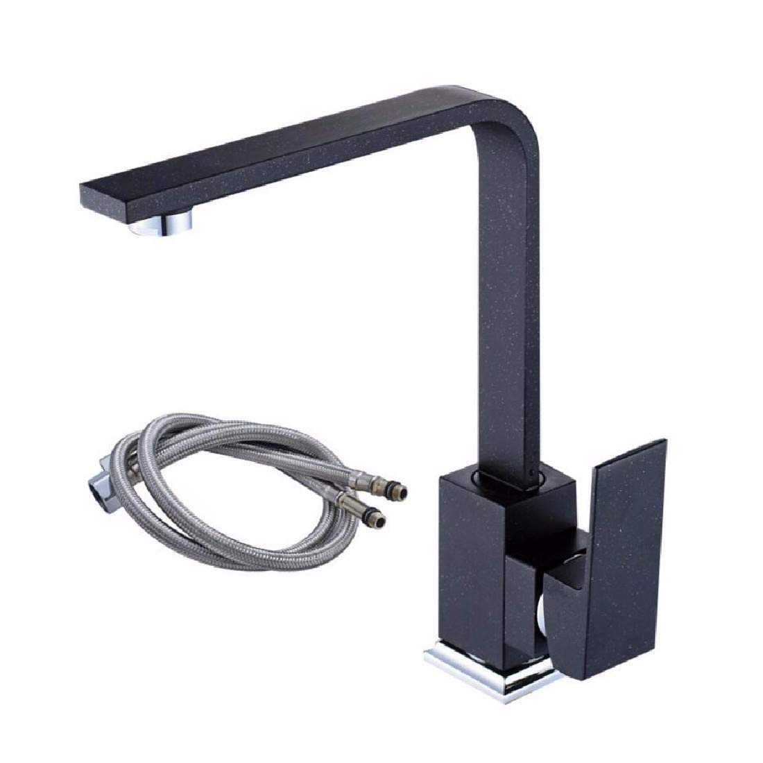 Robinet de cuisine eau chaude et froide avec tube carré rotatif peinture quartzite noir