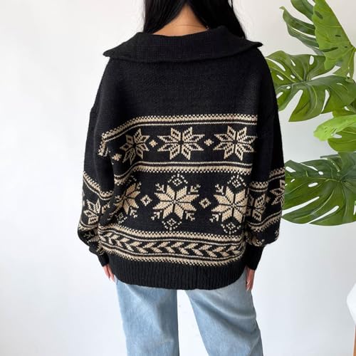 Women Y2K Argyle Striped Pullover Sweater Long Sleeve Vintage Preppy Style Winter Warm Pullover Knitwear4