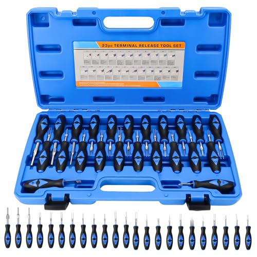 KXVXXV 23-TLG Auspinnwerkzeug Kfz Set Auspinwerkzeug Entriegelungswerkzeug Kfz Stecker Terminal Removal Tool Kit mit Transportkoffer für Entferner Ahrzeug Kabelbaum Steckverbinder
