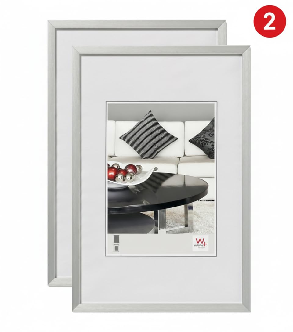 walther design Bilderrahmen Silber 20x30 cm, 2er Pack, Chair Alurahmen AJ030SD