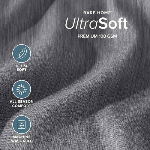 Bare Home Printed Sheet Set - 1800 Ultra-Soft (Split King, Heathered Grey) by Bare Home - Used condition - Image 4