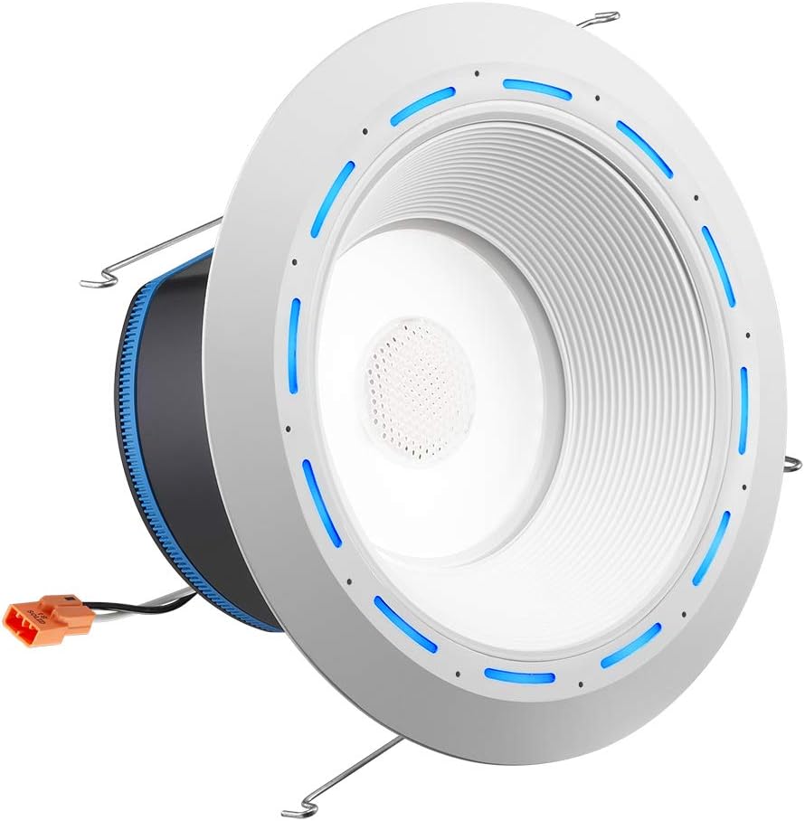 Juno Lighting 6-Inch Juno AI Smart Light Color Temperature Tunable LED Retrofit Recessed JBL Speaker Downlight, Wi-Fi Capable, with Built-In Alexa Module, 1000 Lumen, White