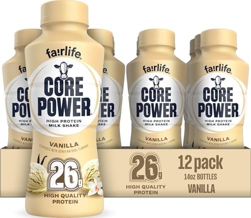 Core Power Protein Shake, Vanilla, 26g Bottle, 14oz, 12 Pack