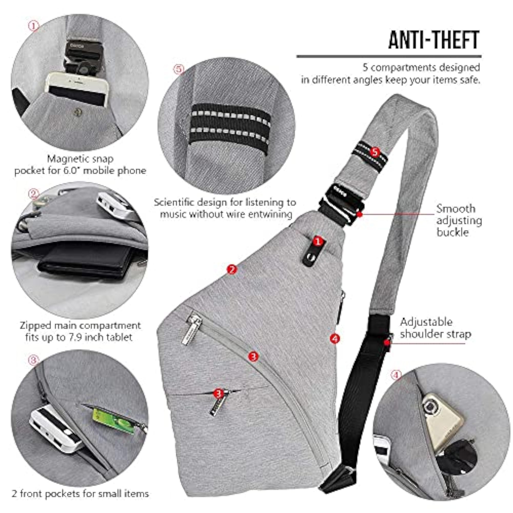 Imported Sling Bag Male Front Cross Body Bag