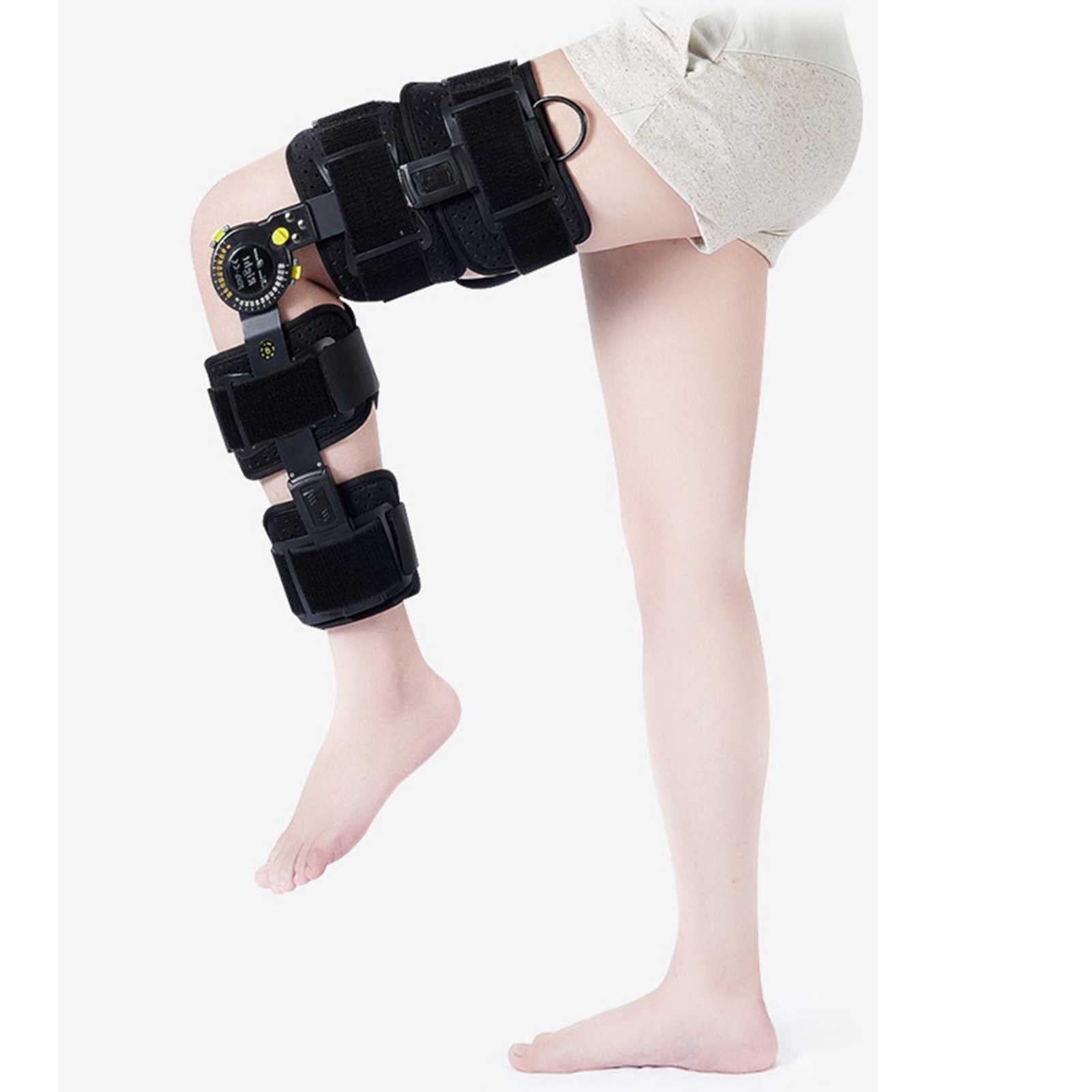 Regulowane Stabilizatory Kolan Z Zawiasami, Stabilizator Stawu Kolanowego, Oddychający, Regulowany Aluminiowy Wspornik, Stabilizator Boczny, Stabilizator Po Rekonwalescencji,Black-LEFT