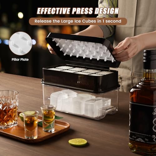 image for PHINOX Large Ice Cube Tray with Lid and Bin, Ice Trays for Freezer, 2 