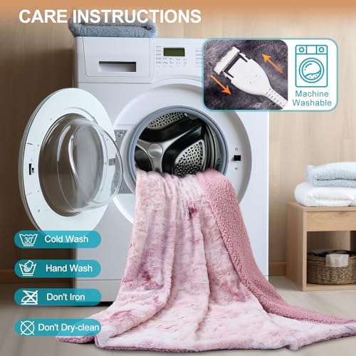 Dowin Heated Blanket Queen Size,Faux Fur Electric Blanket 84x90Inch,Pink - image 7