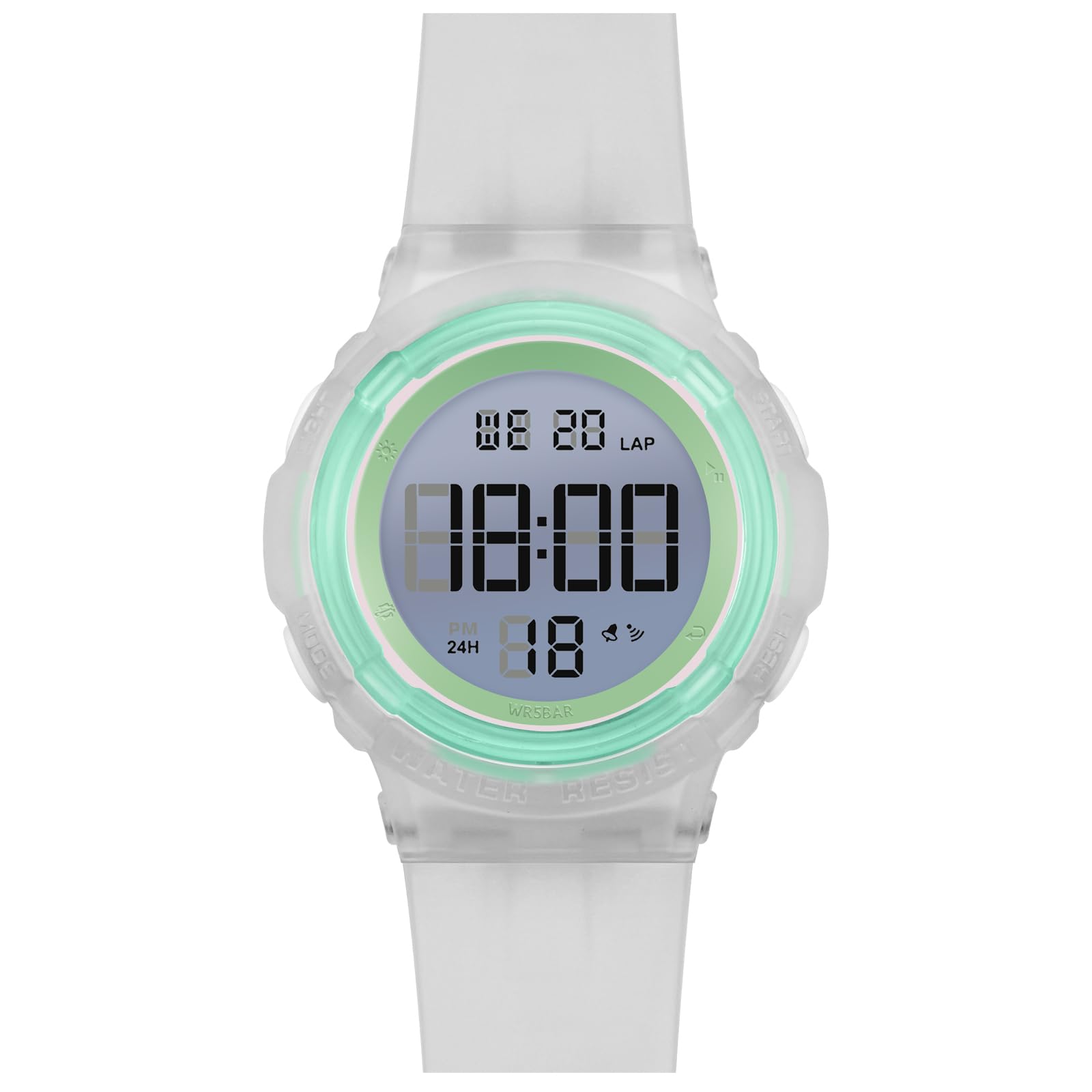 ITOOZYNN Digital Light Up Watch for Boy and Girl,Kids Watch Ages 7-16,Waterproof 5 ATM,School,Outdoor,Sports (TP White)