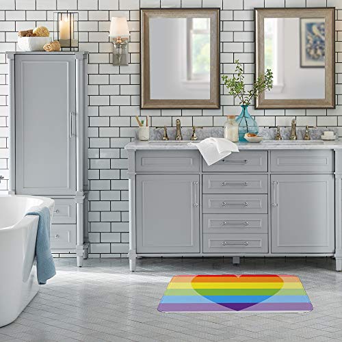 Tapis de douche Rainbow Heart en velours doux pour illuminer vos matins - 4