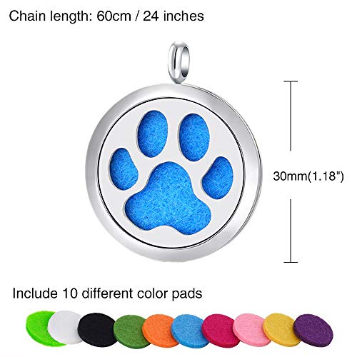 Swopan Essential Oil Diffuser Necklaces Aromatherapy Dog Paw Diffuser Locket Pendant Stainless Steel Necklaces For Women Men Aroma Therapy Perfume Necklace Jewelry Girls Gifts, Dog Paw Diffuser Locket #TOP1
