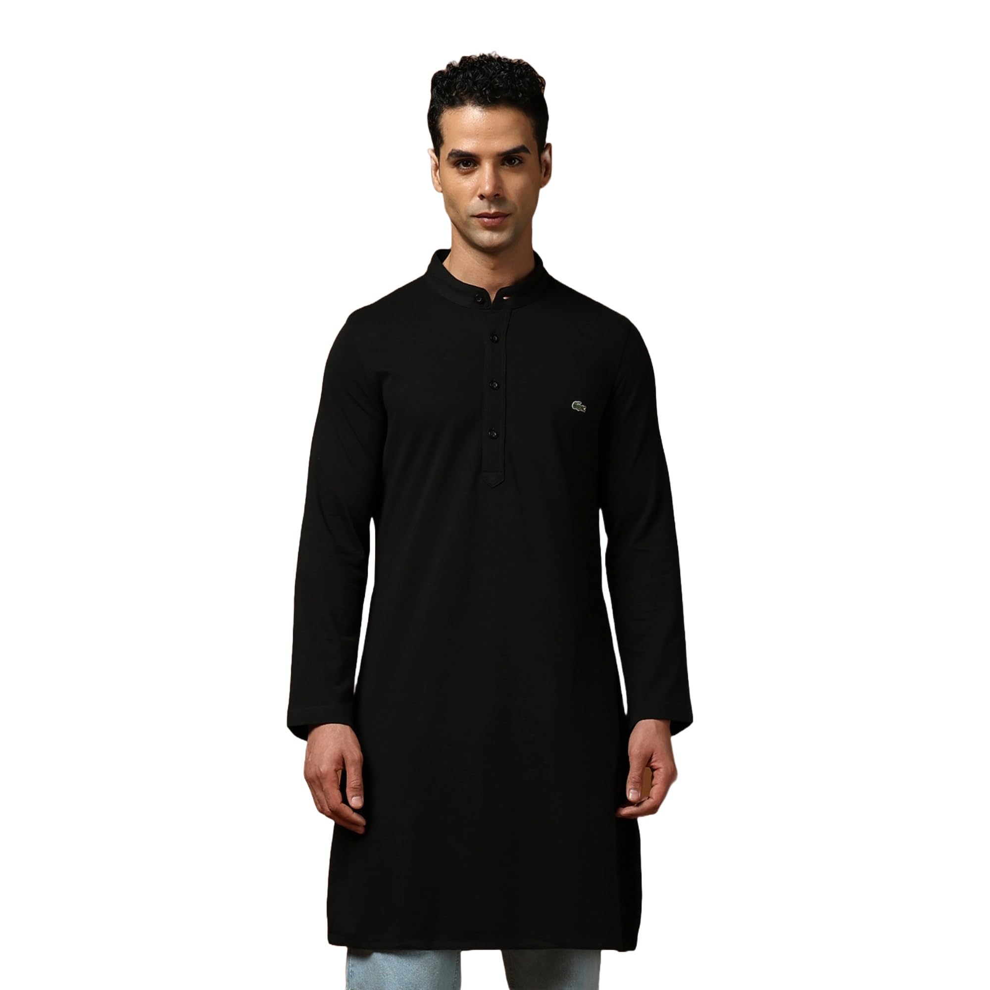 lacoste Men's Cotton Solid Slim Kurtas-picture-43