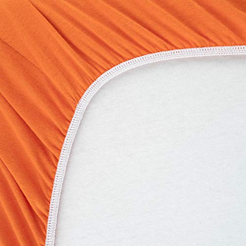 Image of SheetWorld Fitted Pack N Play Playard Sheet Compatible with JOYMOR 3 in 1 Baby Bedside Sleeper 24 x 47 inches, 100% Cotton Jersey, Hypoallergenic, Butter Soft, Burnt Orange, Made in USA