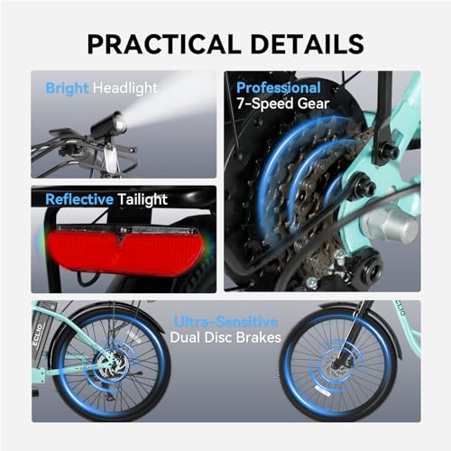 Image of 24'' Electric Bike, Peak 700W Motor 20MPH, 374.4WH Removable Battery 50Miles, Step Through City Cruiser Ebike, Commuter E Bike for Adults, 7-Speed, Front Basket, Full Suspension, UL 2849 Standard