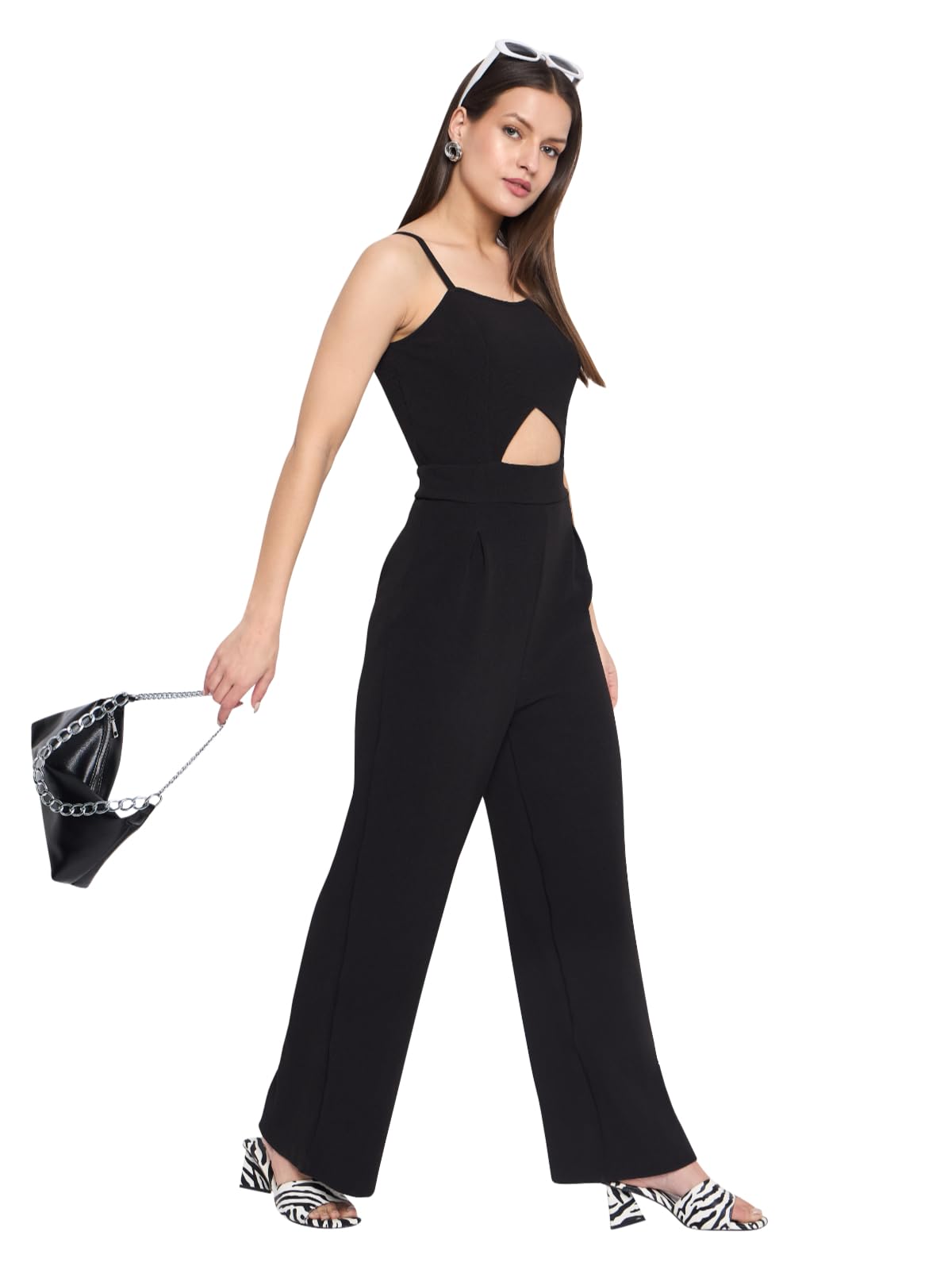 martini get high ! MARTINI Women Jumpsuit | Wide Leg | Stretch | Sleeveless | Waist Cutout | Stylish Western (Black)-picture-10