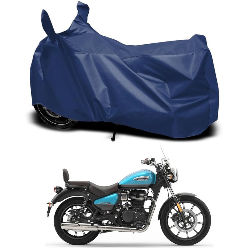 HEDWING-Bike Scooty Two Wheeler Body Cover Compatible for Royal Enfie Meteor 350 Supernova with Mirror Pocket,Dustproof,Belt Buckle UV Protection Indor Outdor Parking with All Varients