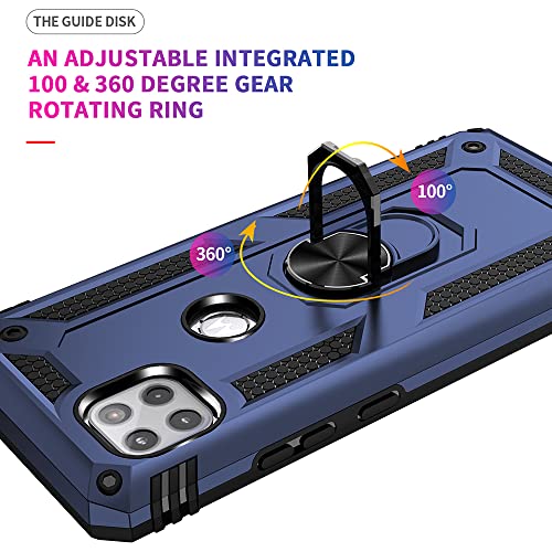 For Motorola One 5G Ace Phone Case, Moto One 5G Ace Case With Hd Screen Protector, [Military Grade 16Ft. Drop Tested] Ring Shockproof Protective Phone Case For Motorola One 5G Uw Ace,Blue #TOP4